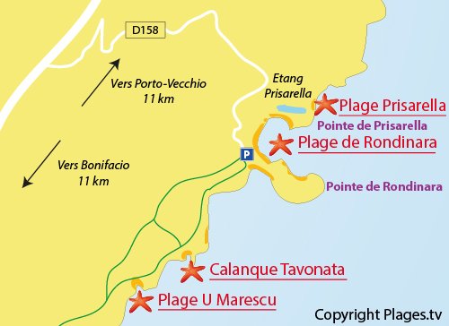 Map of Marescu Beach in Bonifacio