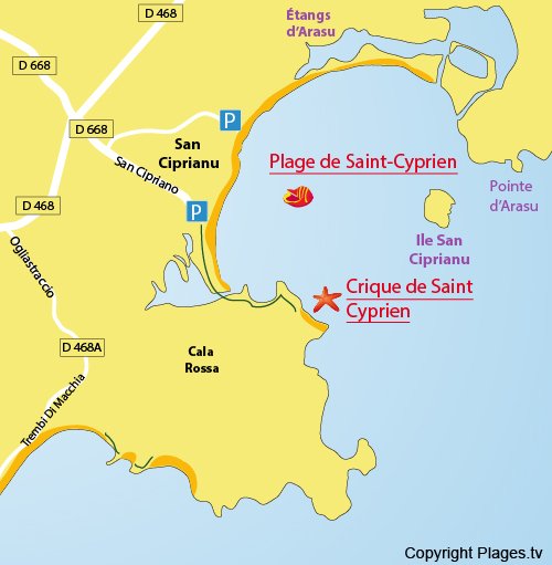 Map of St Cyprien Cove in Corsica