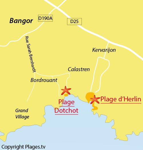 Carte de la plage de Dotchot à Belle Ile en Mer