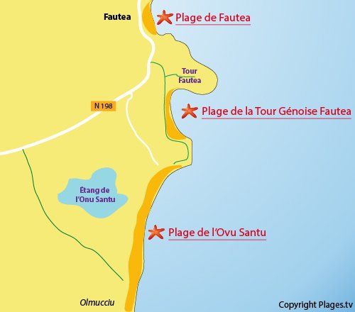 Map of Ovu Santu Beach in Ste Lucie de Porto Vecchio