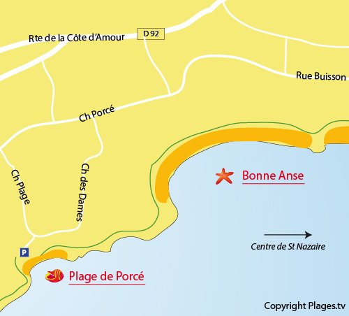 Plan de la plage de Porcé à St Nazaire