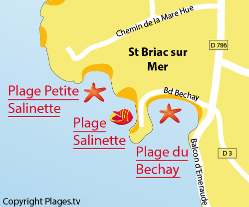 Map of Salinette Beach in St Briac sur Mer