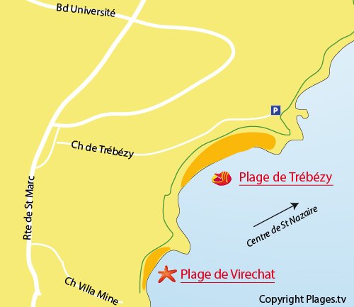 Carte de la plage de Trébézy à St Nazaire