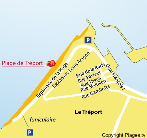 Carte de la plage du Tréport (76)