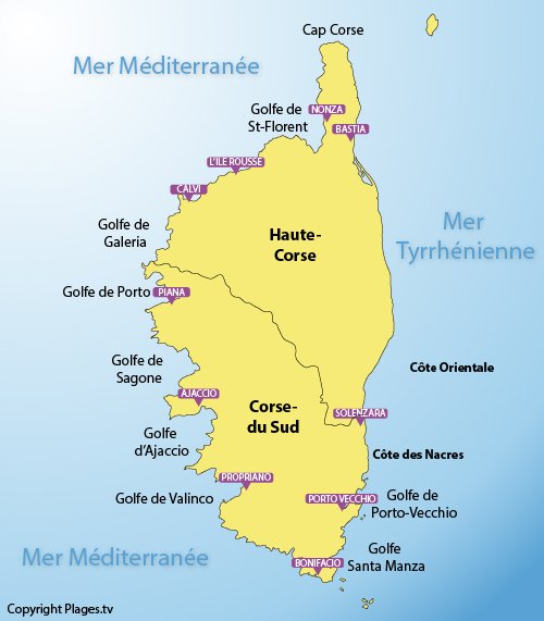 Plages en Corse - Liste des stations balnéaires de la Corse