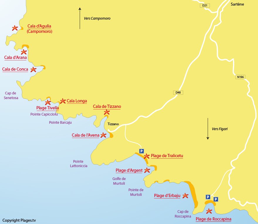 Plan des plages de Sartène