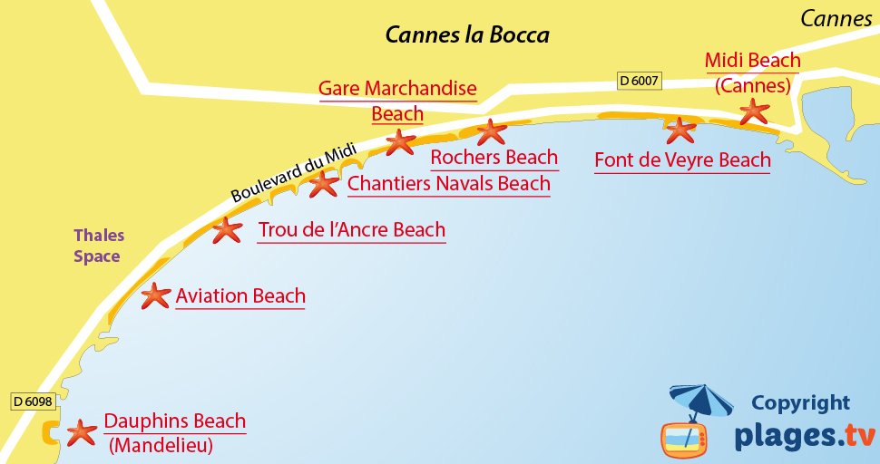 Sud Aviation Beach in Cannes-la-Bocca - Alpes-Maritimes - France ...