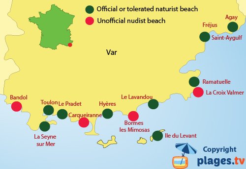 Naturist beaches in Var (83) - France