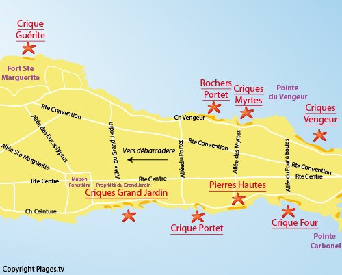 Plan des criques du Vengeur sur l'ile de Ste Marguerite