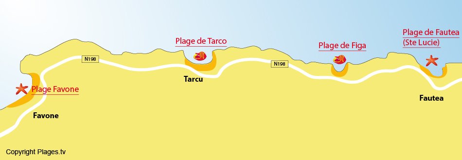 Plan des plages de Conca - Corse